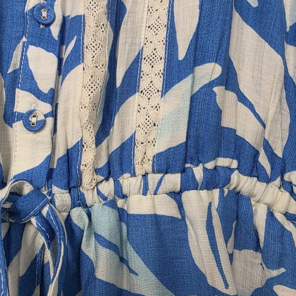 Womens Floral Print Maxi Dress Blue White Long Dress Size Small    Ruffled Beach - Picture 9 of 12